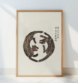 Woodblock Tigers From Yatsuo No Tsubaki Poster och Canvastavla