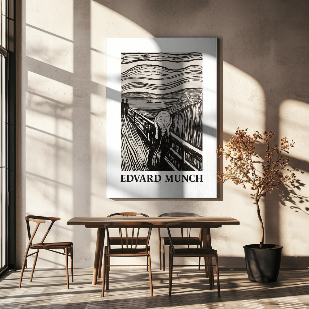 Skriet- The Scream - Monochrome Version Poster och Canvastavla