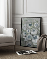 Nuria bouquet of peonies in teal and green Poster och Canvastavla