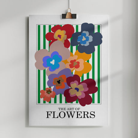 The Art Of Flowers Green Stripe Poster och Canvastavla
