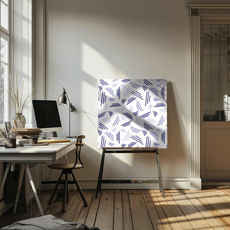 Falling Triple Lines Navy Blue Poster och Canvastavla