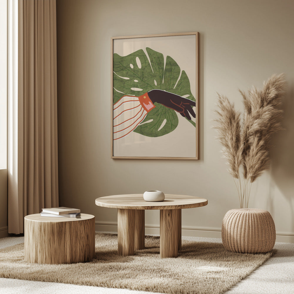 Green Canvas, Red Accent Poster och Canvastavla