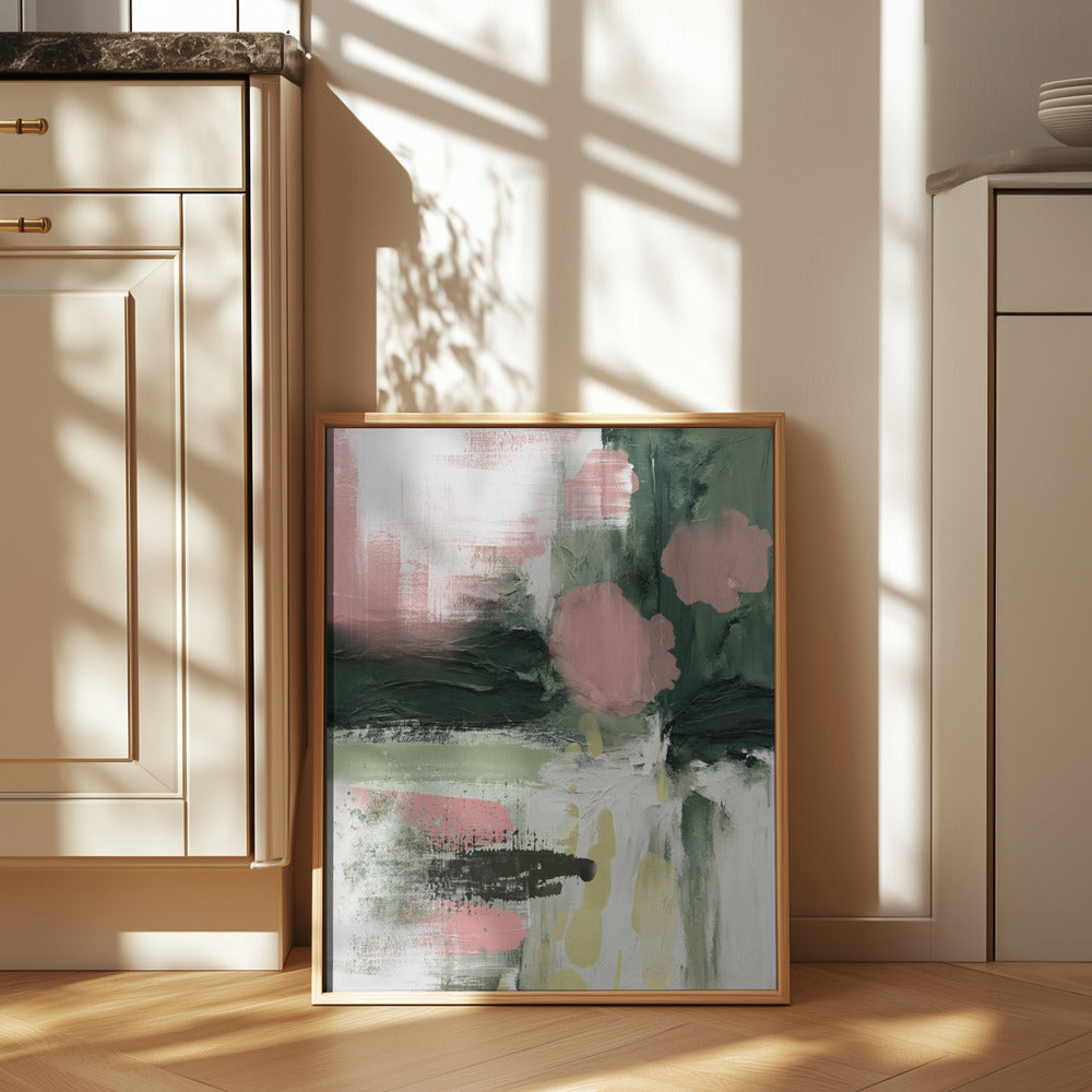 Pink On Green 3 Poster och Canvastavla