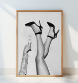 Champagne legs Black and White Poster och Canvastavla