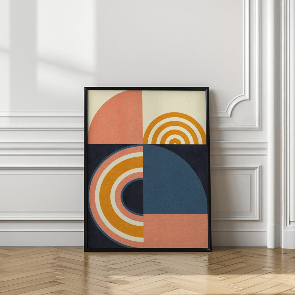 Rainbow Plus Shapes  Blue Mustard9 Poster och Canvastavla