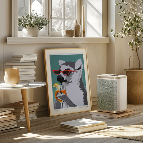Jugdy Lemur with Drink Poster och Canvastavla
