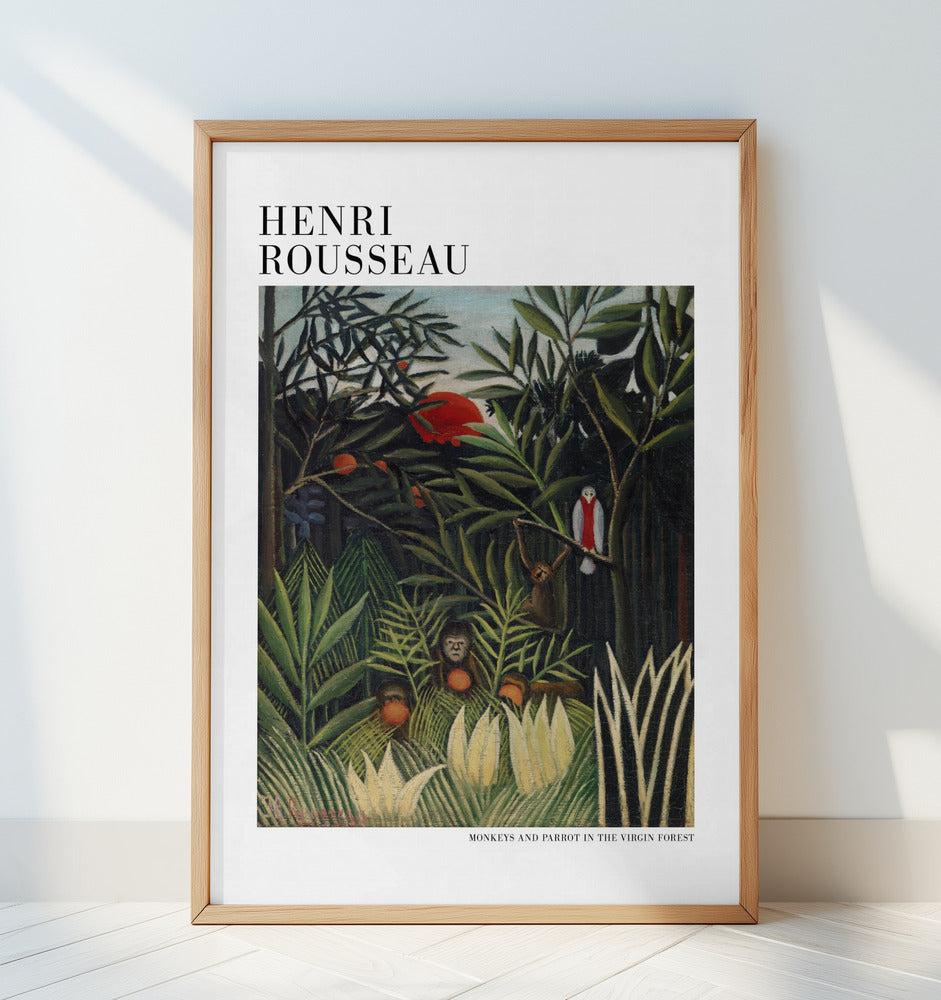 Monkeys And Parrot In The Virgin Forest Poster och Canvastavla