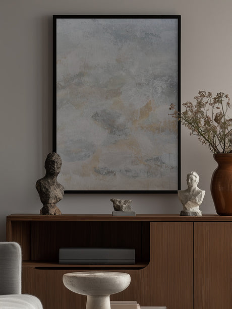Coastal Misty Abstract Painting Poster och Canvastavla