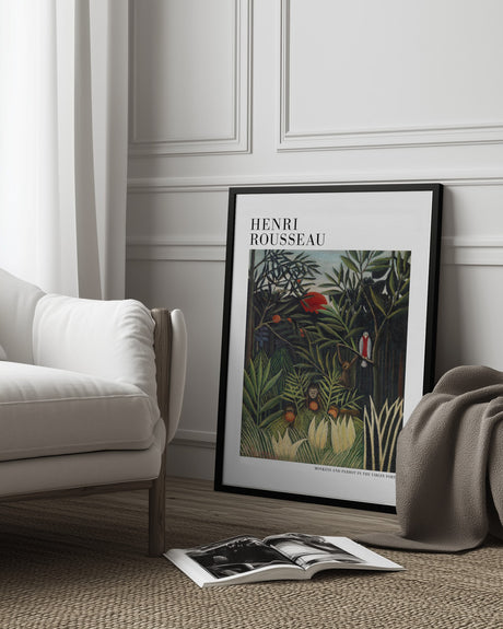 Monkeys And Parrot In The Virgin Forest Poster och Canvastavla