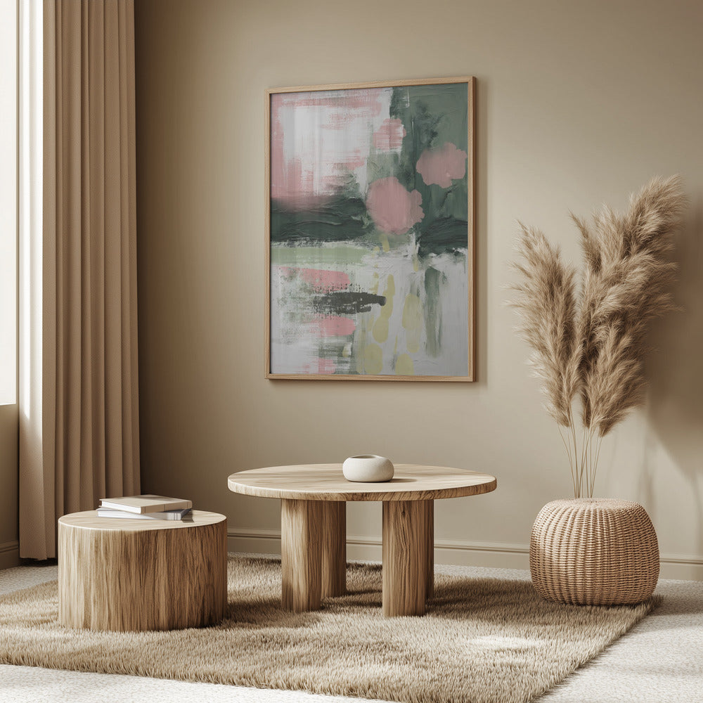 Pink On Green 3 Poster och Canvastavla