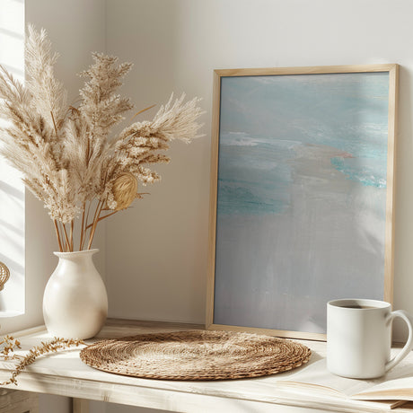Modern Blue Horizon Abstract Painting Poster och Canvastavla