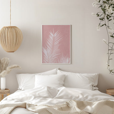 Palm Leaves On Pink Silhouette II Poster och Canvastavla