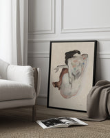 Crouching Nude In Shoes and Black Stockings 1912 Poster och Canvastavla