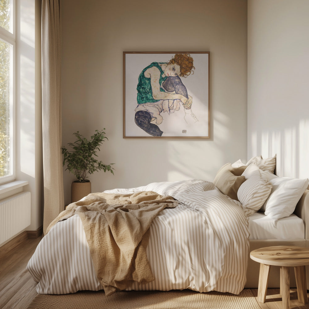 Seated Woman With Legs Drawn Up Poster och Canvastavla