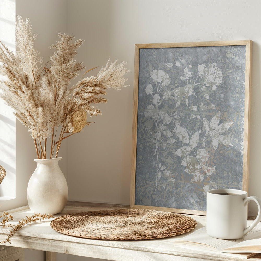 Botanical White Textured Floral 2 Poster och Canvastavla