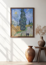 Vincent Van Gogh's Road With Cypress and Star 1890 Poster och Canvastavla