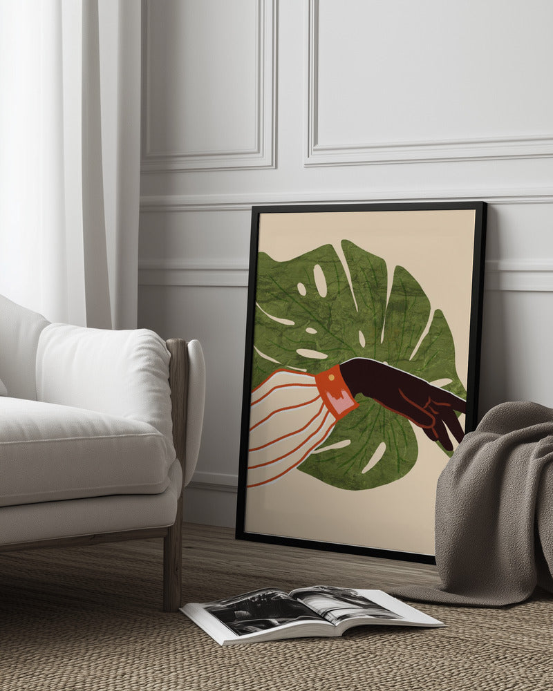 Green Canvas, Red Accent Poster och Canvastavla