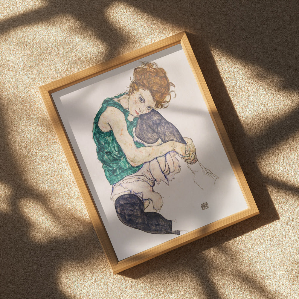 Seated Woman With Legs Drawn Up Poster och Canvastavla