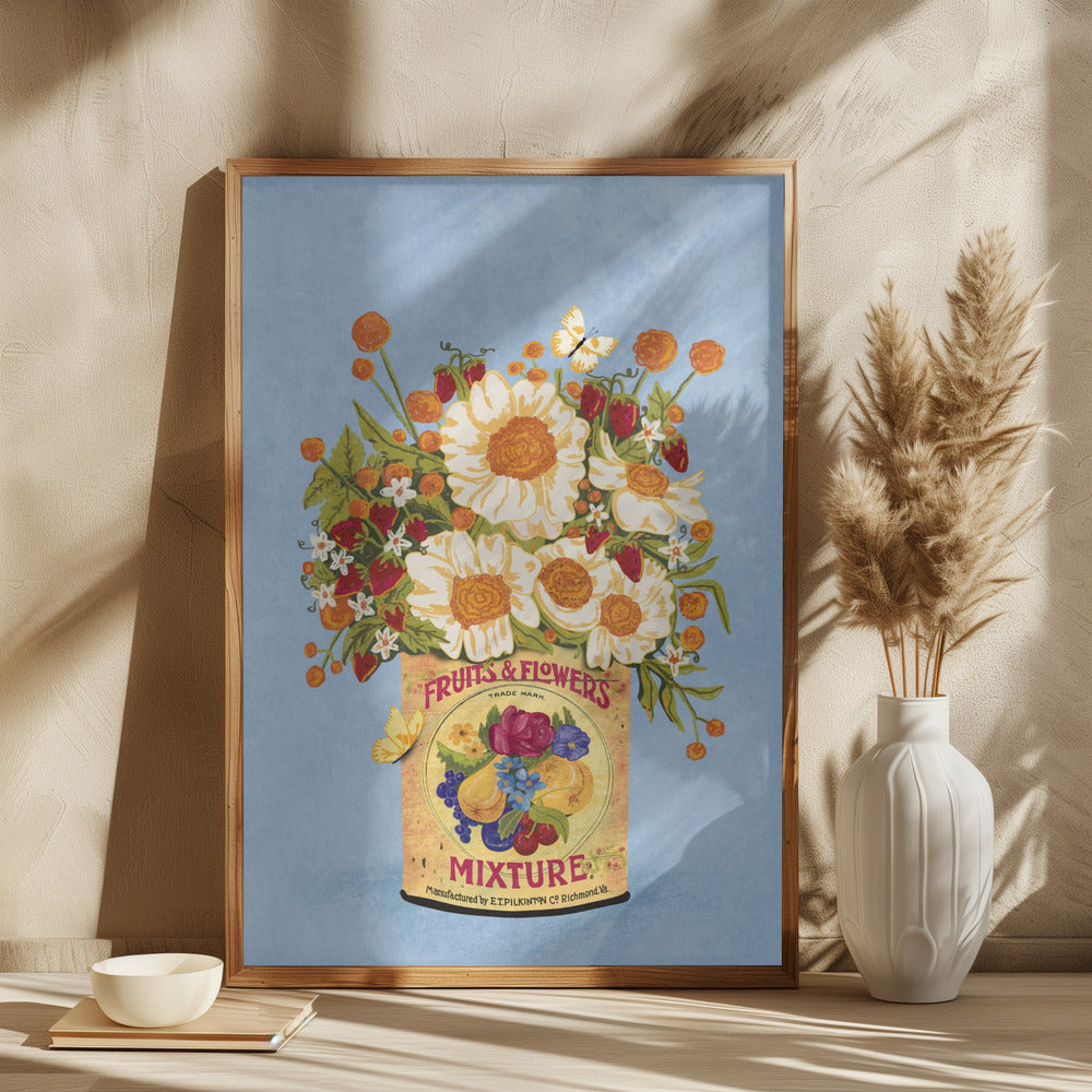 Flowers In a Vinatge Tea Can Poster och Canvastavla