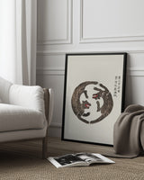 Woodblock Tigers From Yatsuo No Tsubaki Poster och Canvastavla