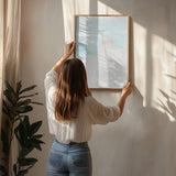 Modern Blue Horizon Abstract Painting Poster och Canvastavla