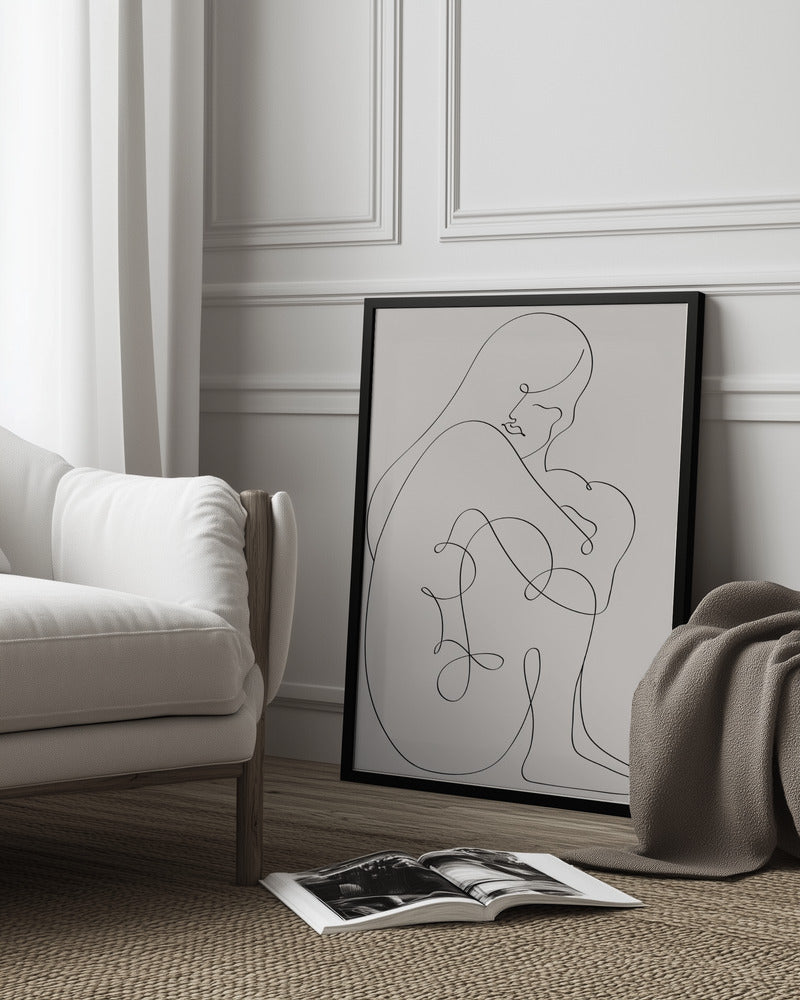 Woman Lines Black Poster och Canvastavla
