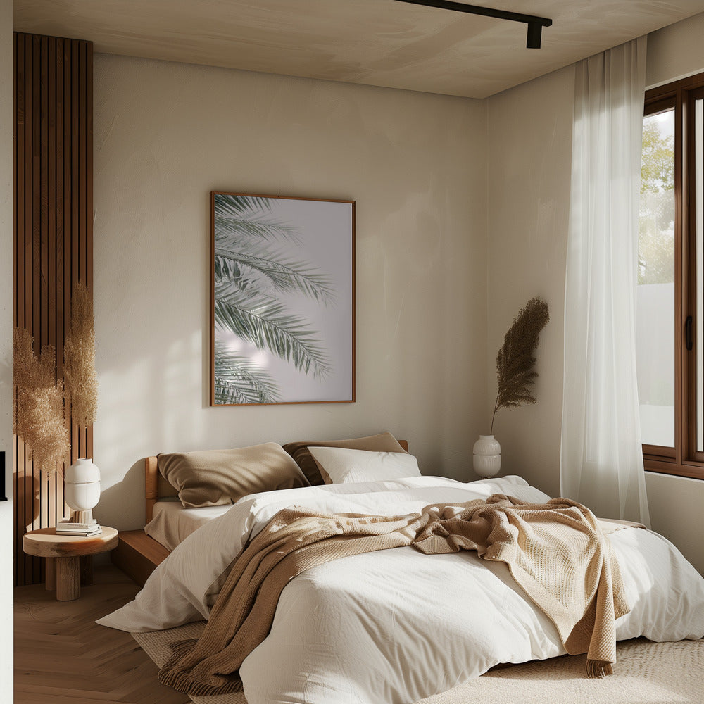 Blush Palm Leaves Poster och Canvastavla