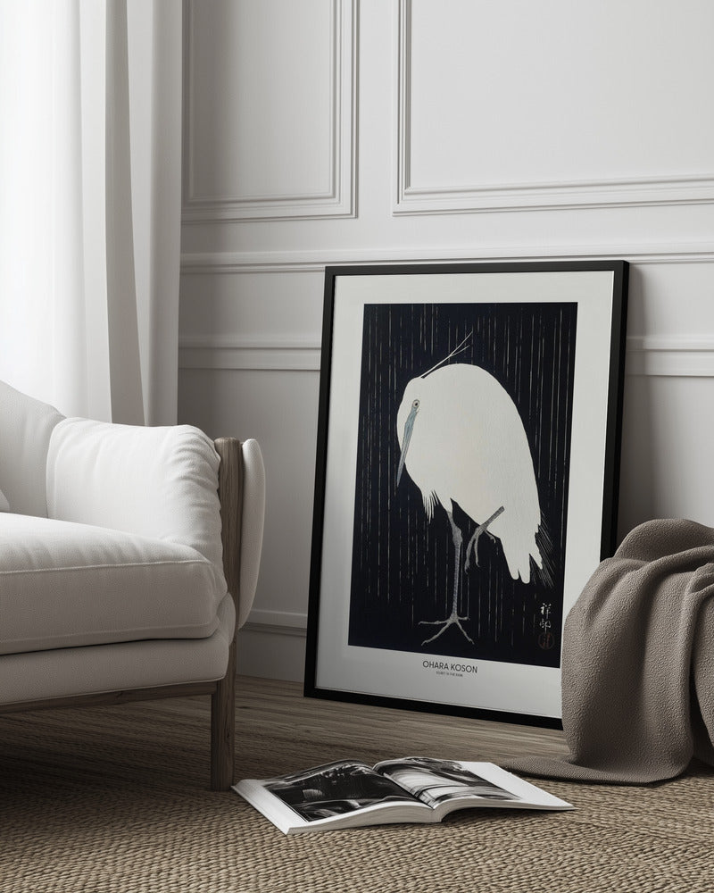 Egret In The Rain Poster och Canvastavla