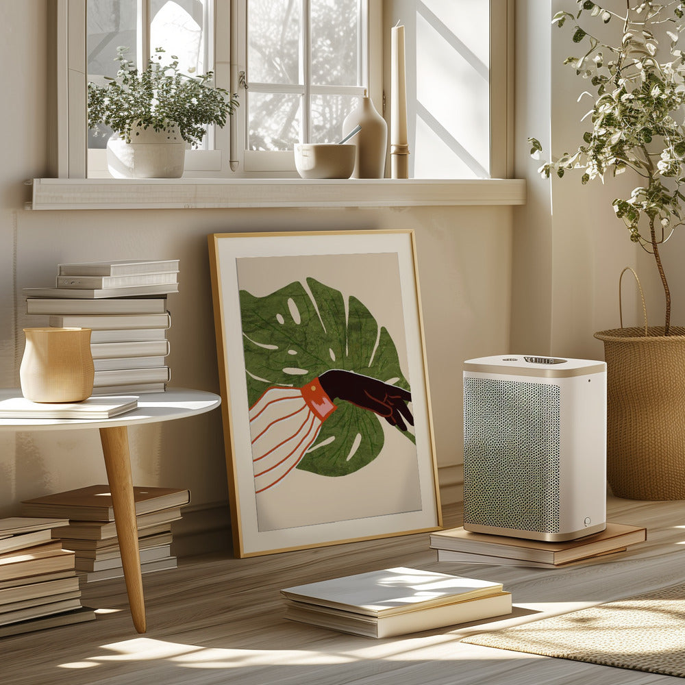 Green Canvas, Red Accent Poster och Canvastavla