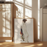 Standing Nude Woman With a Patterned Robe 1917 Poster och Canvastavla