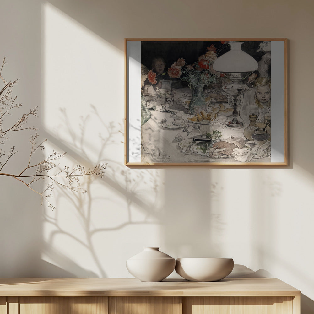 Around the Evening Lamp (1900) Poster och Canvastavla