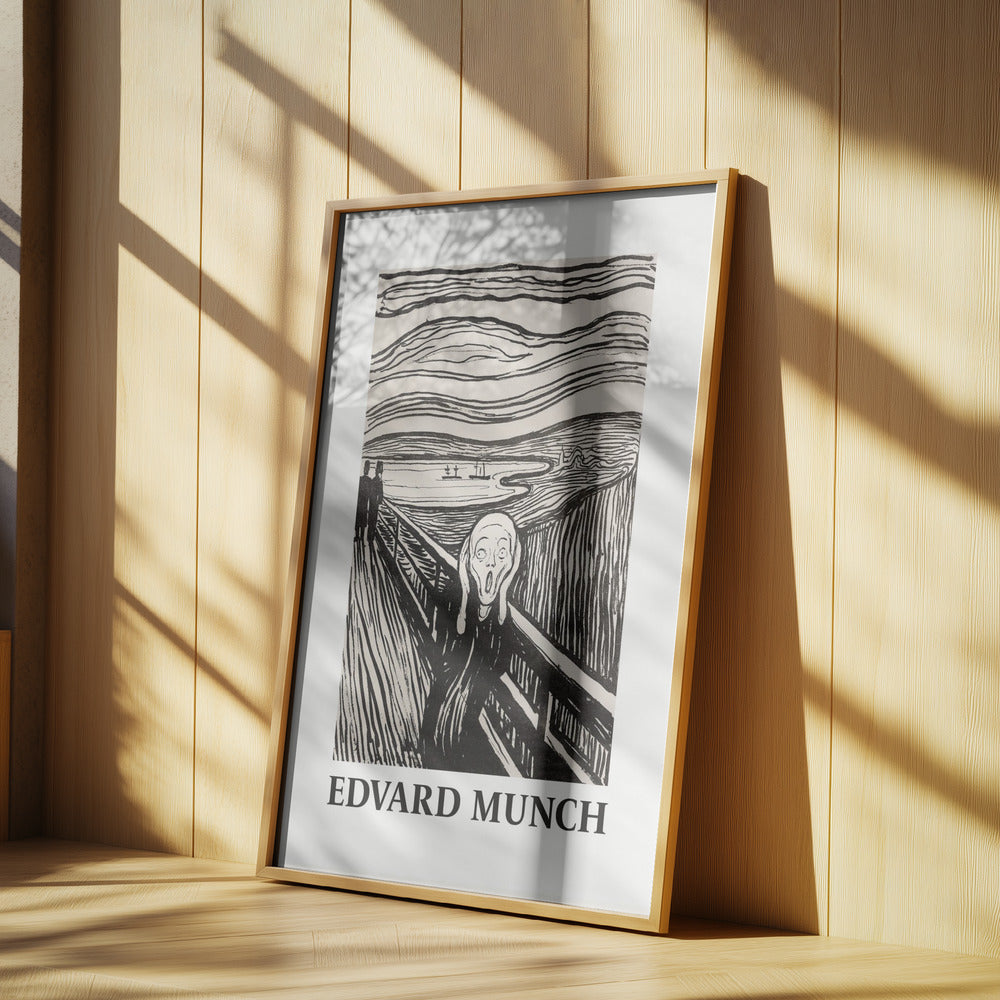 Skriet- The Scream - Monochrome Version Poster och Canvastavla