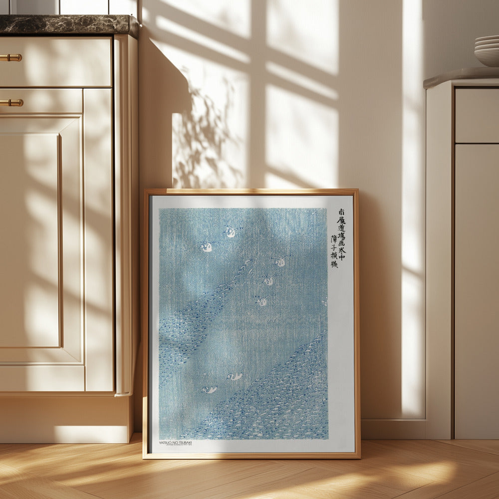 Woodblock Print Blue Poster och Canvastavla