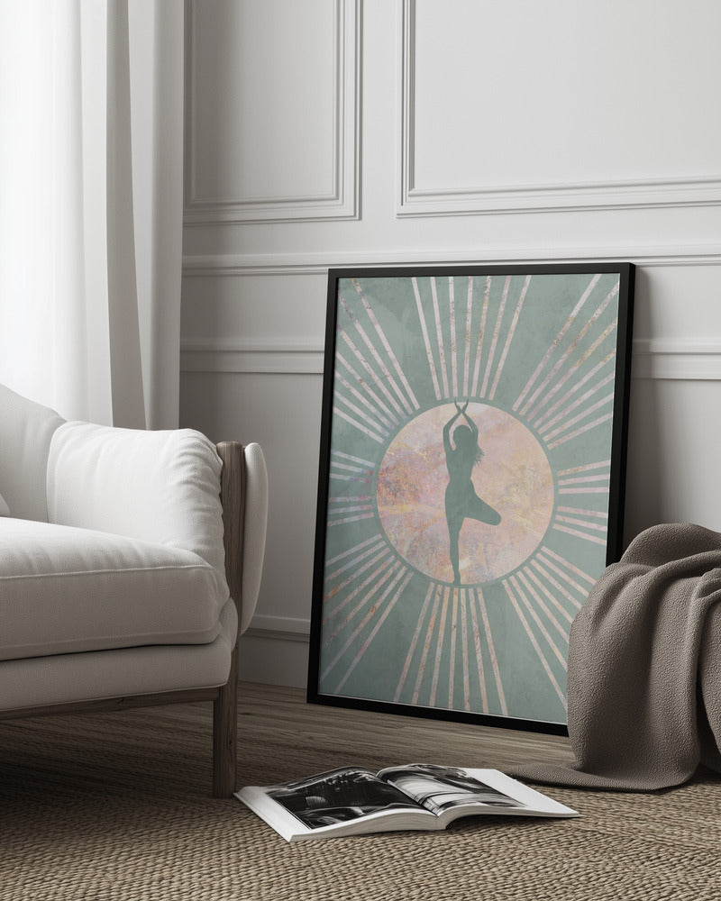 Yoga Boho Sun Green 1 Poster och Canvastavla