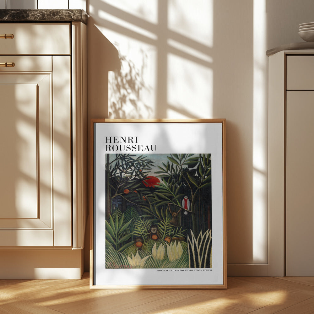 Monkeys And Parrot In The Virgin Forest Poster och Canvastavla