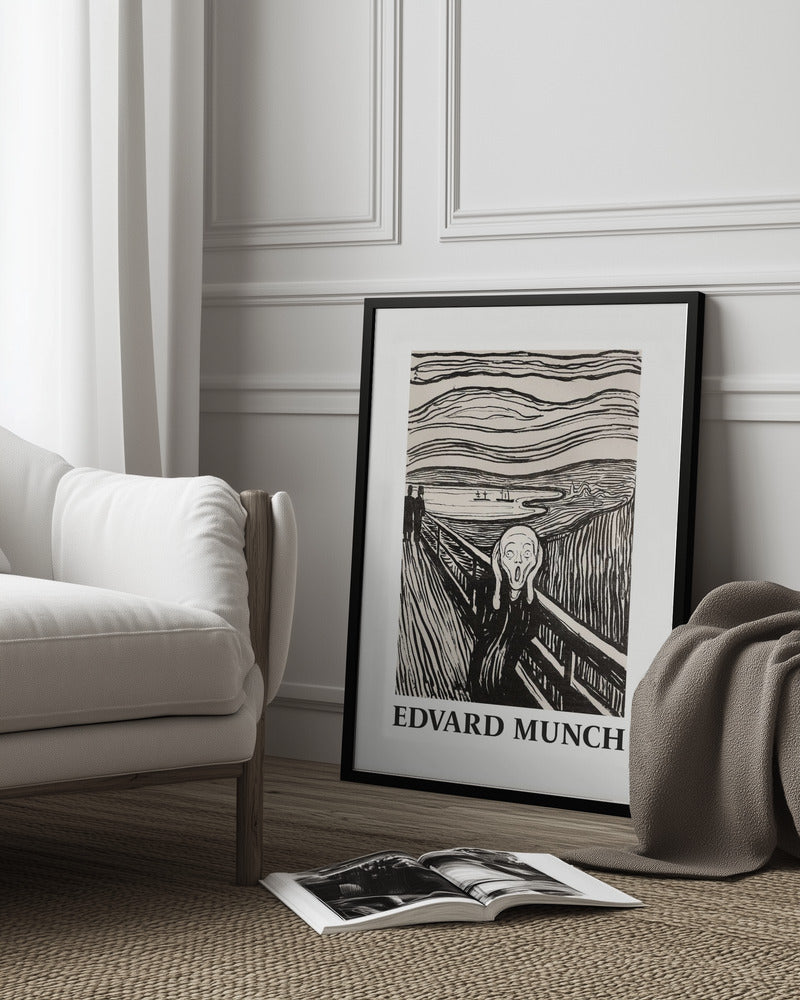 Skriet- The Scream - Monochrome Version Poster och Canvastavla
