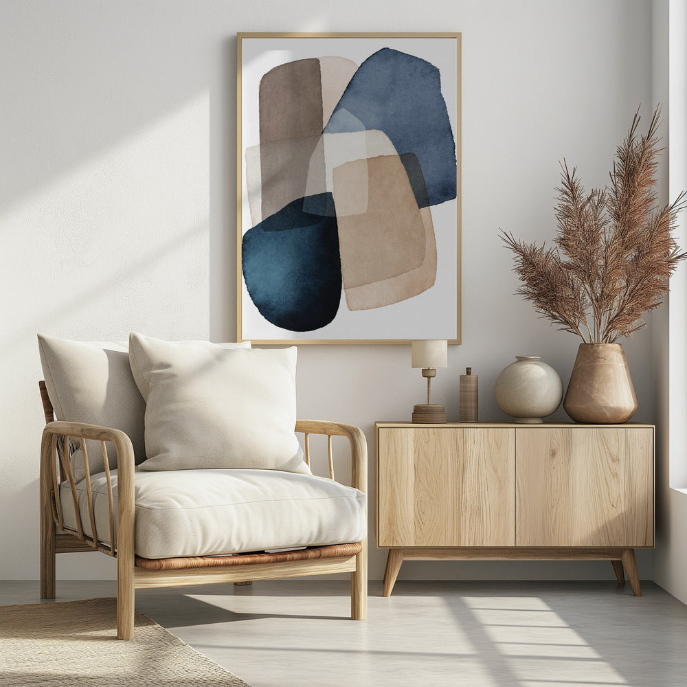 Blue Brown Blocks Poster och Canvastavla