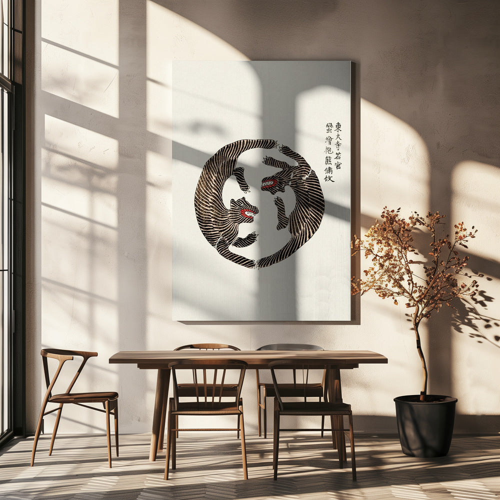 Woodblock Tigers From Yatsuo No Tsubaki Poster och Canvastavla