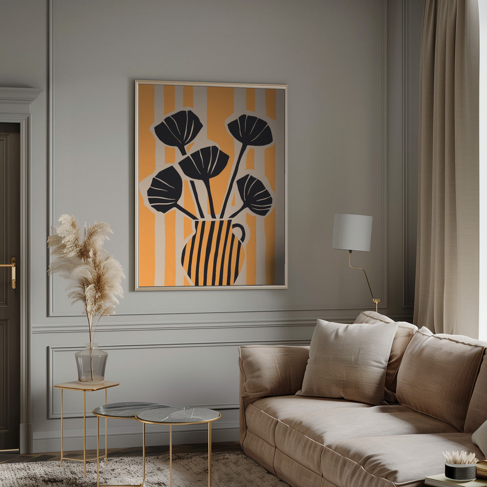 Striped Still Life Yellow Poster och Canvastavla