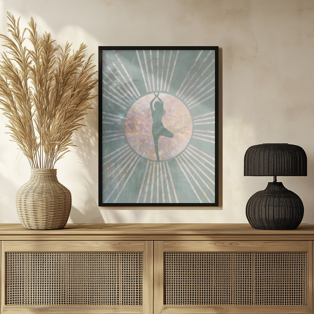 Yoga Boho Sun Green 1 Poster och Canvastavla