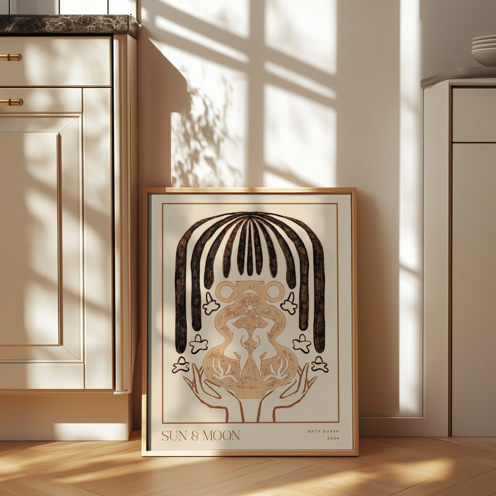 Vessel Collection : Sun & Moon (LineArt) Poster och Canvastavla