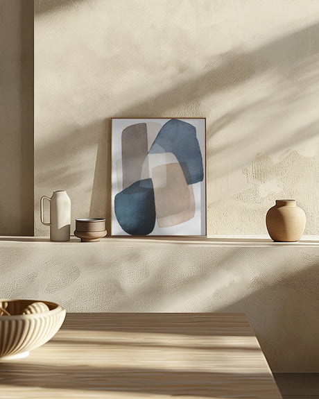 Blue Brown Blocks Poster och Canvastavla