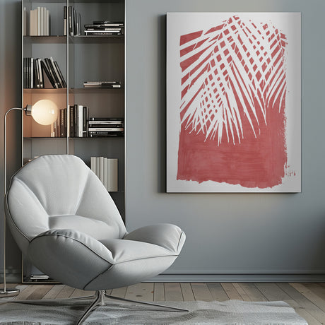 Red Palm Leaves Silhouette Poster och Canvastavla