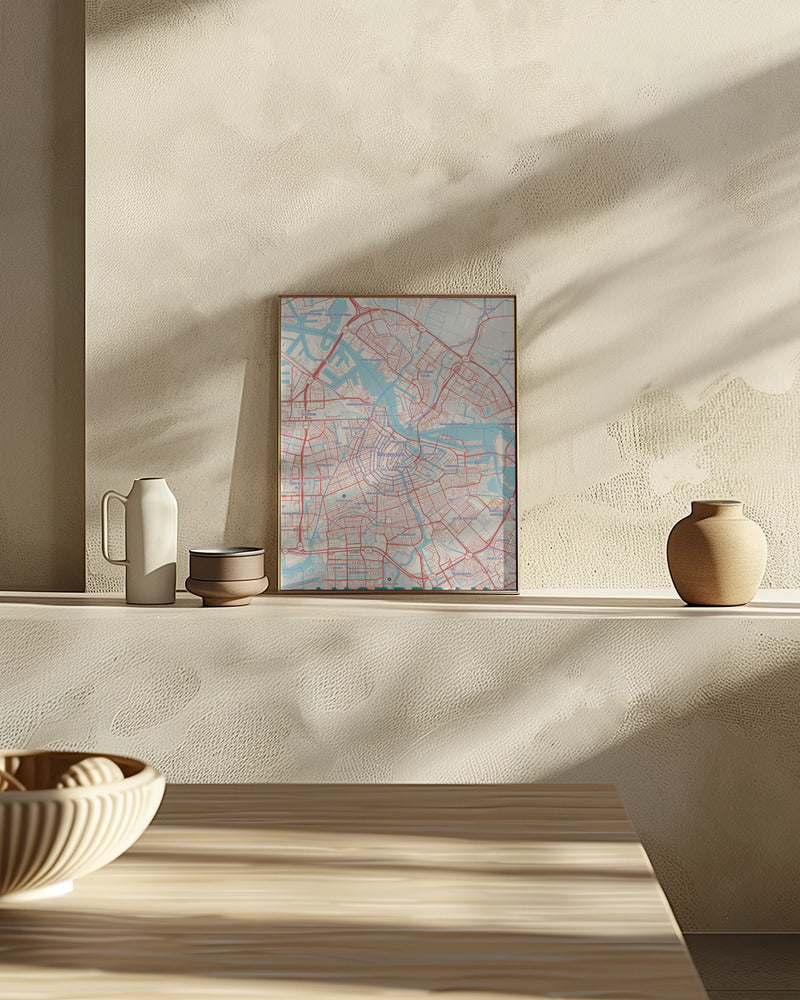 Retro Map   Amsterdam Poster och Canvastavla