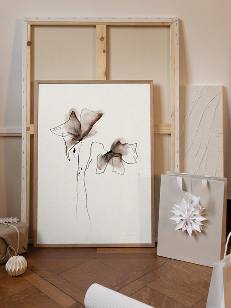 FUNKY FLOWERS digital watercolor painting Poster och Canvastavla
