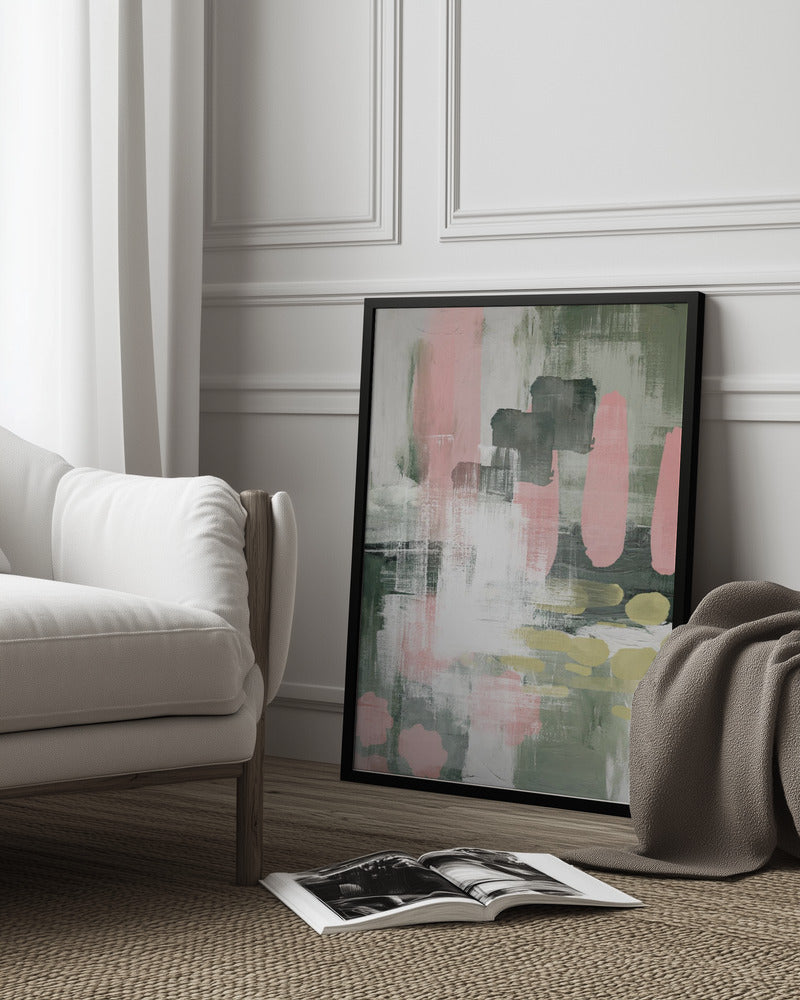 Pink On Green 1 Poster och Canvastavla