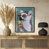 Jugdy Lemur with Drink Poster och Canvastavla