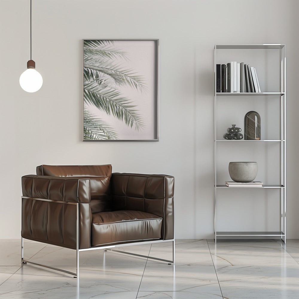 Blush Palm Leaves Poster och Canvastavla