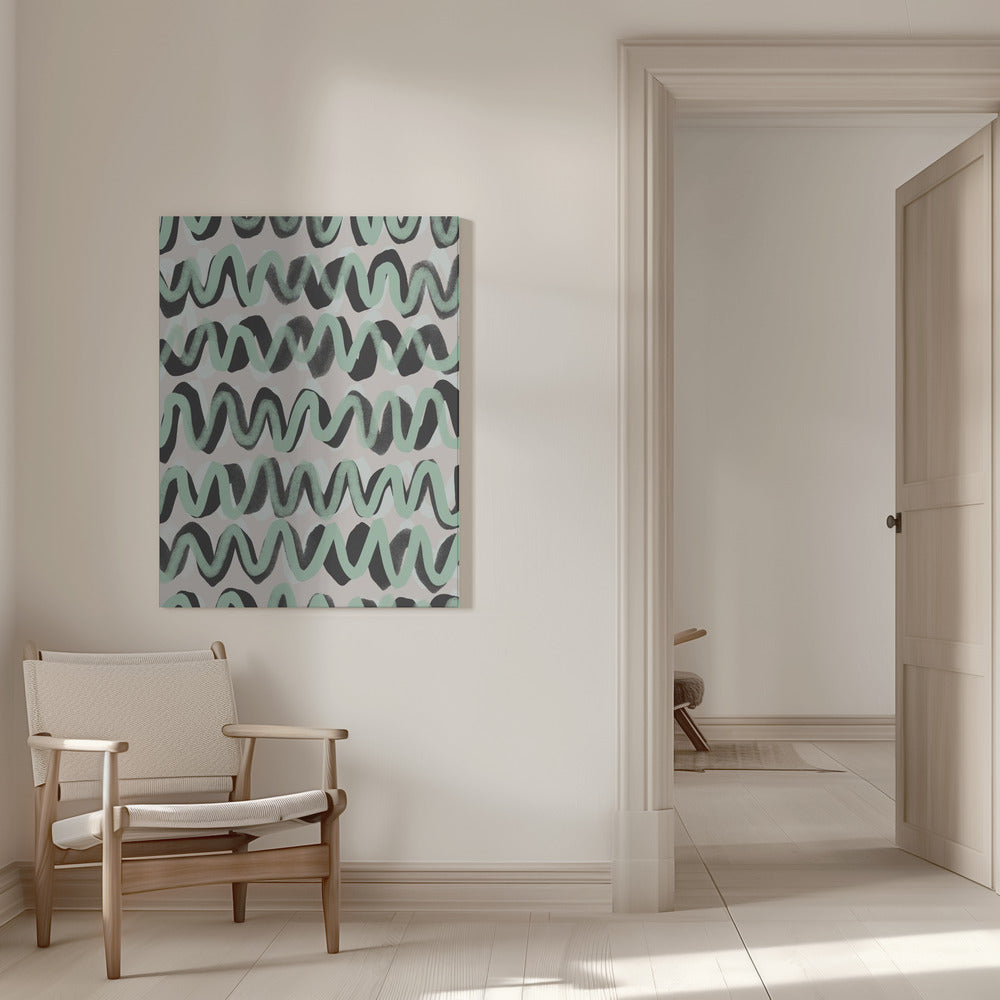 Turquoise ZigZag Pattern Poster och Canvastavla