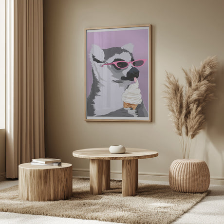 Jugdy Lemur with Icecream Poster och Canvastavla